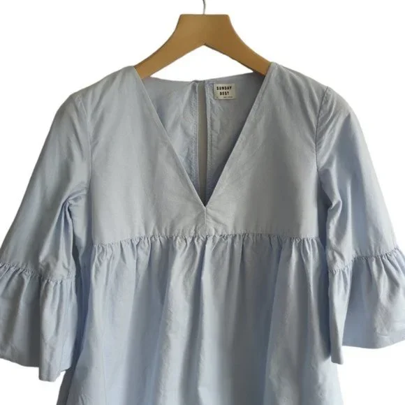 Aritzia Sunday Best Bell-Sleeve V-Neck Babydoll Dress - Picture 6 of 7